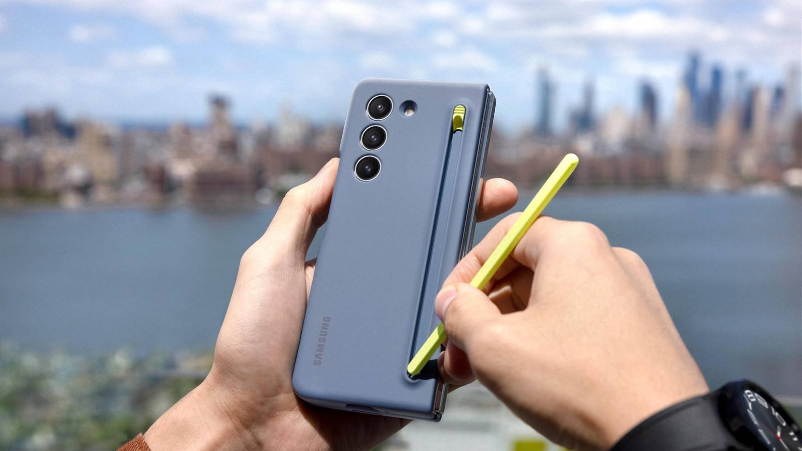 Apple Pencil USB-C used with the iPhone Duo foldable display
